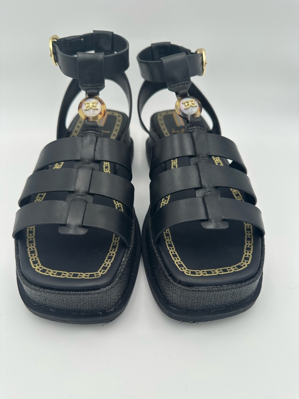 Sam Edelman NAIMA Black Leather Platform Gladiator Sandals Size 8.5 - Picture 6 of 9